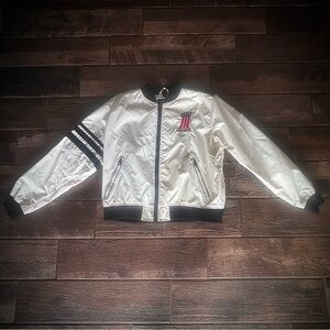 Vintage Harley Davidson white bomber jacket black accents made in USA XL